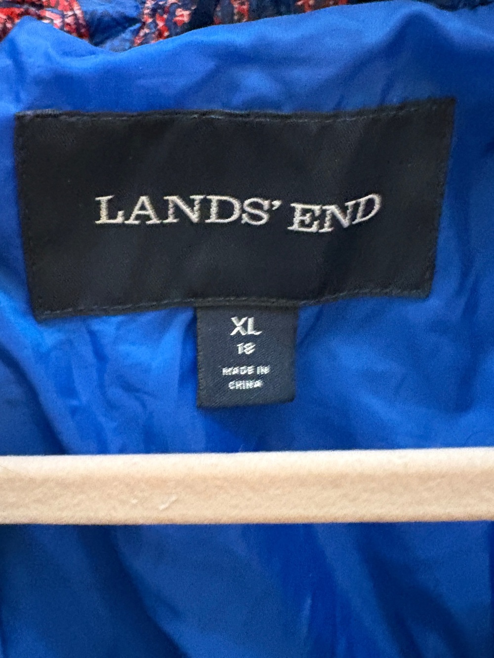 LANDS END Paisley Quilted Insulated Zip-Up Coat Jacket Blue Red Size XL - Picture 9 of 10